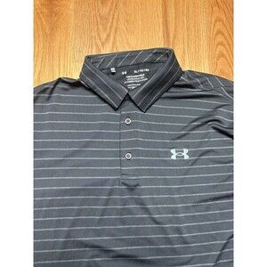 Under Armour The Playoff Polo HeatGear Mens XL Black Dark Charcoal Golf Shirt